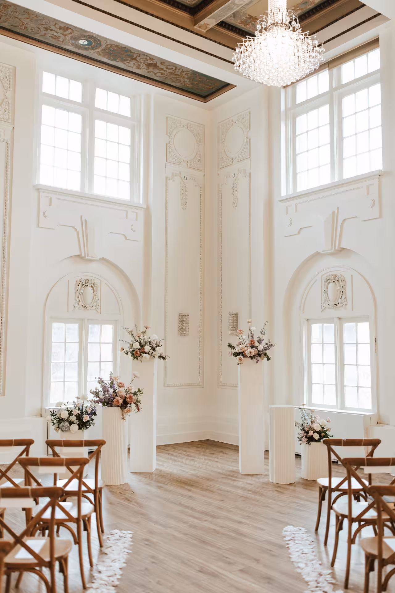 A white wedding ceremony